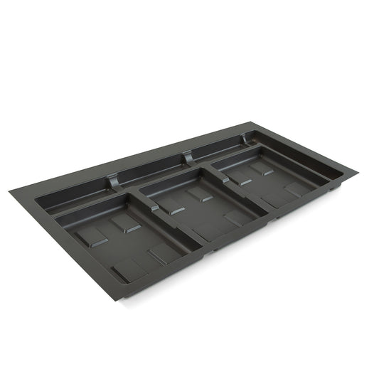 Emuca Base per contenitori per cassetti da cucina Recycle, 3 scomparti, modulo 900 mm, Grigio antracite Tecnoplastica
