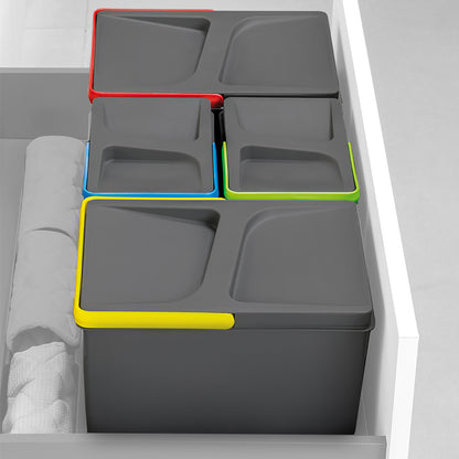 Emuca Contenitore per la raccolta differenziata Recycle Altezza Recycle 216 mm, 1x12 lt, Grigio antracite Tecnoplastica