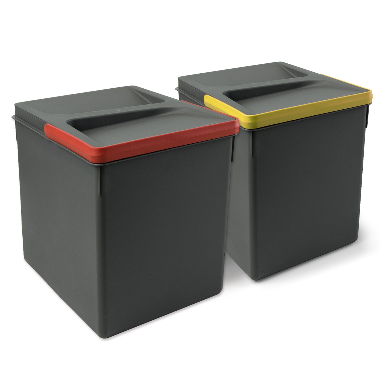 Emuca Kit di contenitori per la raccolta differenziata per cassetti da cucina Recycle Altezza Recycle 266 mm, 2x15 lt, Grigio antracite Tecnoplastica