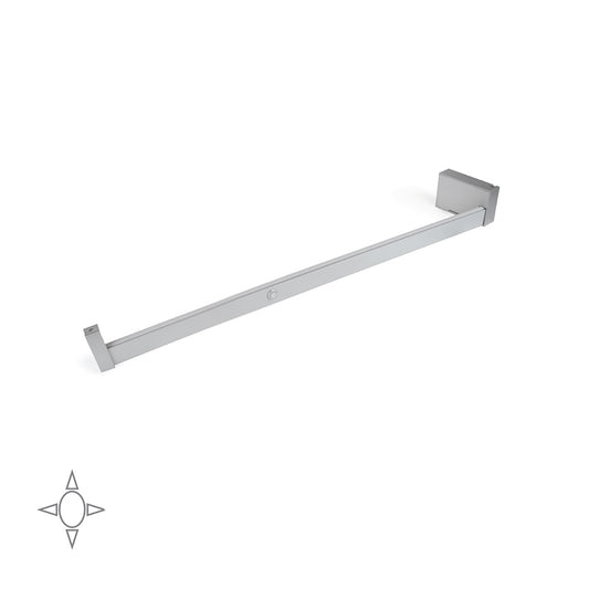 Emuca Barra Appendiabiti per armadi con luce LED Castor, batteria estraibile e sensore di movimento, L558 mm, Tecnoplastica e Alluminio, Grigio metallizzata