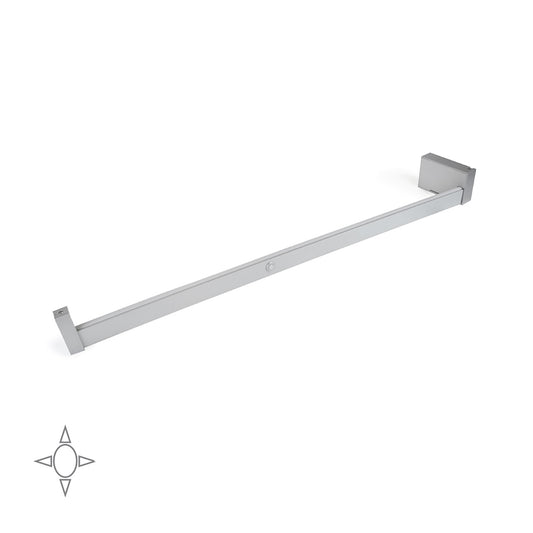 Emuca Barra Appendiabiti per armadi con luce LED Castor, batteria estraibile e sensore di movimento, L858 mm, Tecnoplastica e Alluminio, Grigio metallizzata