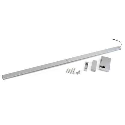 Emuca Barra Appendiabiti per armadi con luce LED Castor, batteria estraibile e sensore di movimento, L1.158mm, Tecnoplastica e Alluminio, Grigio metallizzata