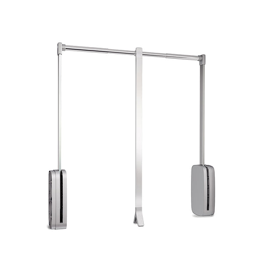 Emuca Appendiabiti saliscendi per armadio Sling, larghezza regolabile 450-600 mm, Acciaio e Tecnoplastica, Cromato lucido