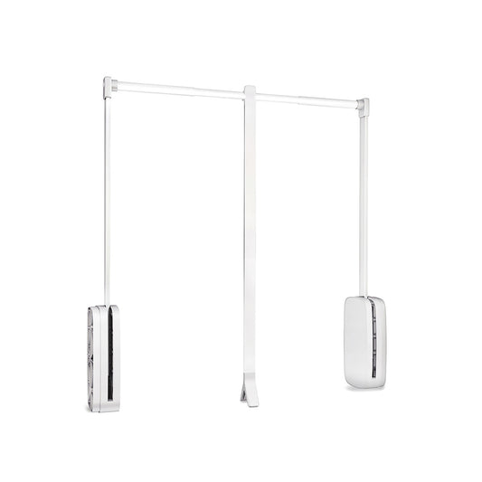 Emuca Appendiabiti saliscendi per armadio Sling, larghezza regolabile 450-600 mm, Acciaio e Tecnoplastica, Bianco
