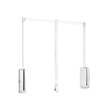 Emuca Appendiabiti saliscendi per armadio Sling, larghezza regolabile 600-830 mm, Acciaio e Tecnoplastica, Bianco