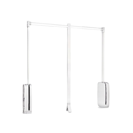 Emuca Appendiabiti saliscendi per armadio Sling, larghezza regolabile 600-830 mm, Acciaio e Tecnoplastica, Bianco