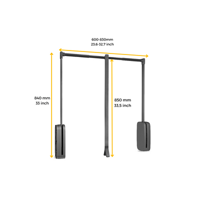 Emuca Appendiabiti saliscendi per armadio Sling, larghezza regolabile 600-830 mm, Acciaio e Tecnoplastica, Titanio