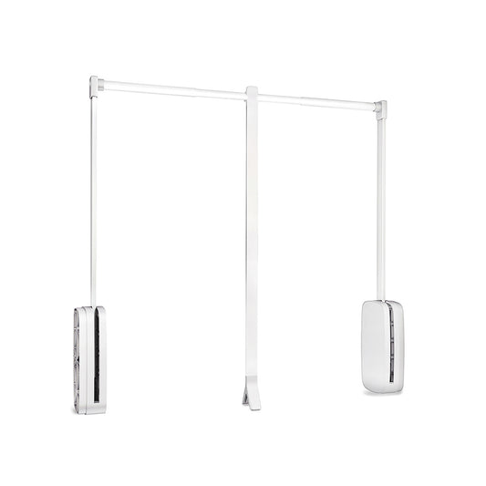 Emuca Appendiabiti saliscendi per armadio Sling, larghezza regolabile 830-1150 mm, Acciaio e Tecnoplastica, Bianco