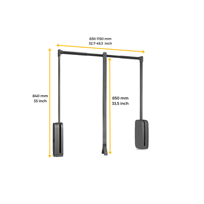 Emuca Appendiabiti saliscendi per armadio Sling, larghezza regolabile 830-1150 mm, Acciaio e Tecnoplastica, Titanio