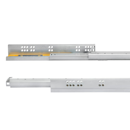 Emuca Set di guide per cassetti a scomparsa Silver, estrazione totale, con chiusura soft e aggancio, profondità 490 mm, Acciaio, Zincato bianco