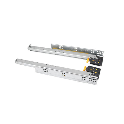 Emuca Set di guide per cassetti a scomparsa Silver, estrazione totale, con chiusura soft e aggancio, profondità 540 mm, Acciaio, Zincato bianco