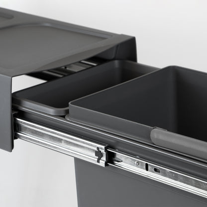 Emuca Recycle 1x20lt per il montaggio sul fondo e l'estrazione manuale in cucina, Grigio antracite, Tecnoplastica