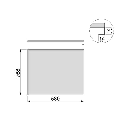 Emuca Fondo sotto lavello, pannello da 16 mm, modulo 800 mm, 768x580 mm, Tecnoplastica e Alluminio, Alluminio naturale