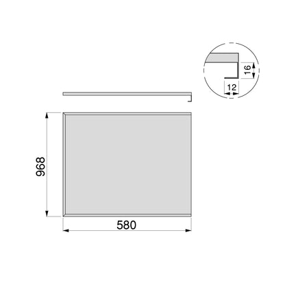 Emuca Fondo sotto lavello, pannello da 16 mm, modulo 1.000 mm, 968x580 mm, Tecnoplastica e Alluminio, Alluminio naturale