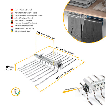Porta pantaloni doppio estraibile per armadio.