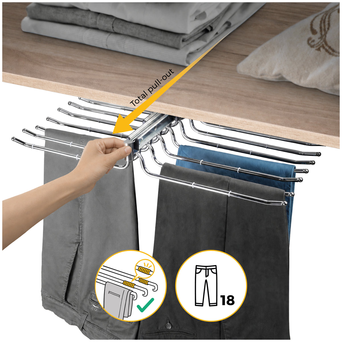 Porta pantaloni doppio estraibile per armadio.