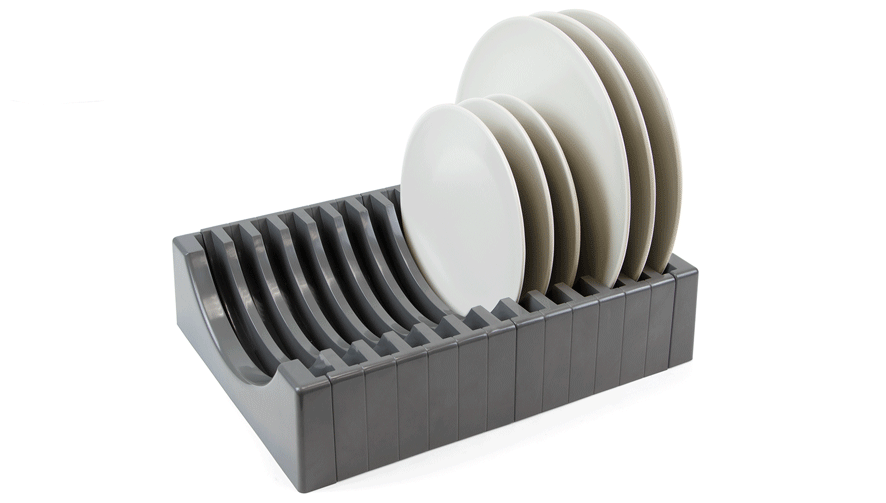 Emuca Kit di organizzatore di piatti per mobili, contiene fino a 13 piatti, Tecnoplastica, Grigio antracite