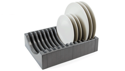 Emuca Kit di organizzatore di piatti per mobili, contiene fino a 13 piatti, Tecnoplastica, Grigio antracite