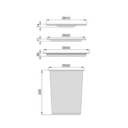 Emuca Recycle, contenitore per rifiuti da incasso per il spessore di lavoro della cucina, 1 tazza estraibile da 5 lt, Acciaio inossidabile e Tecnoplastica