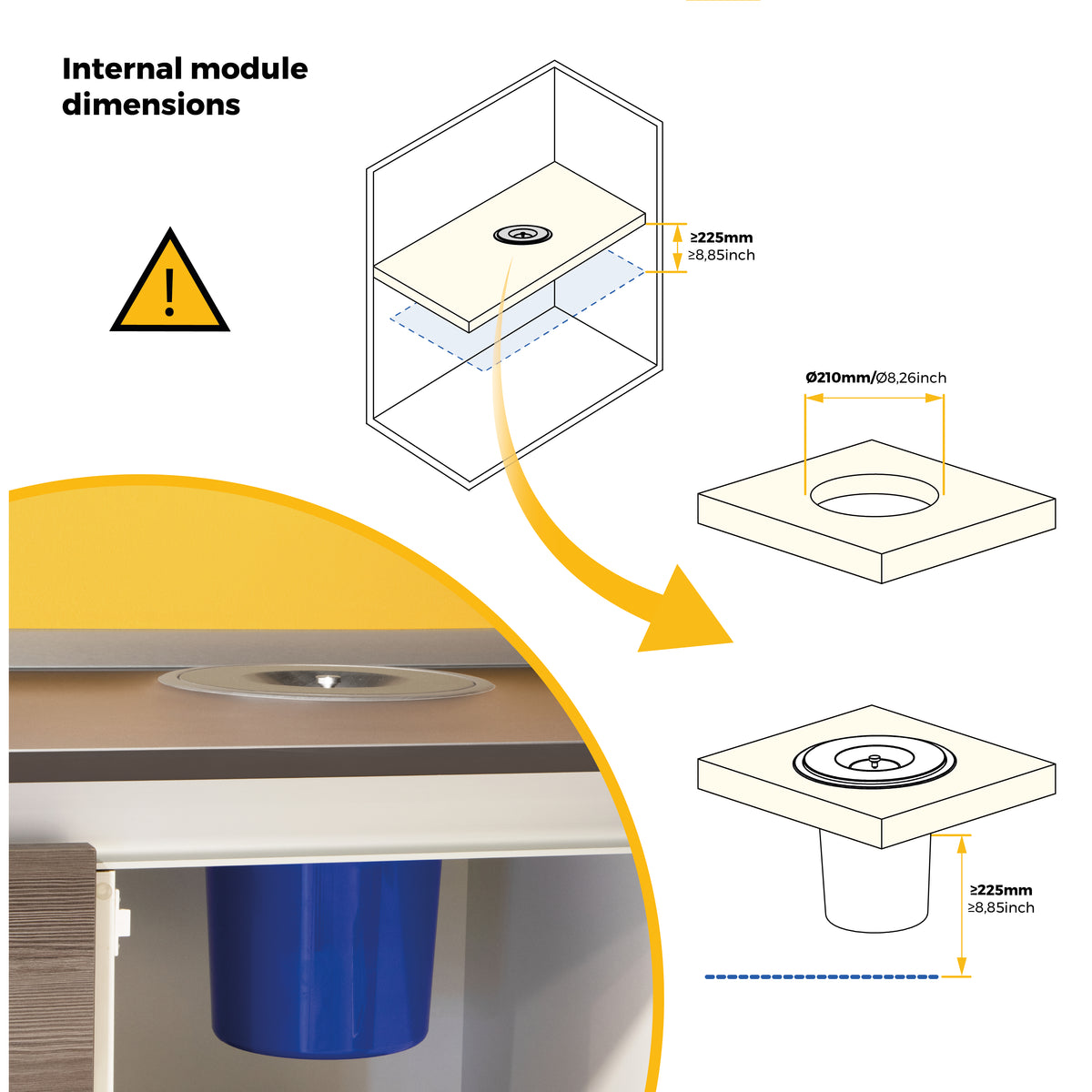 Pattumiera da incasso Recycle per piano cucina