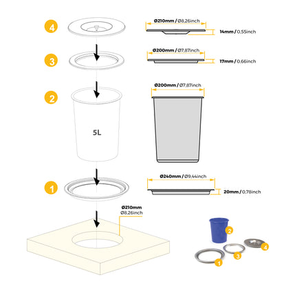 Pattumiera da incasso Recycle per piano cucina