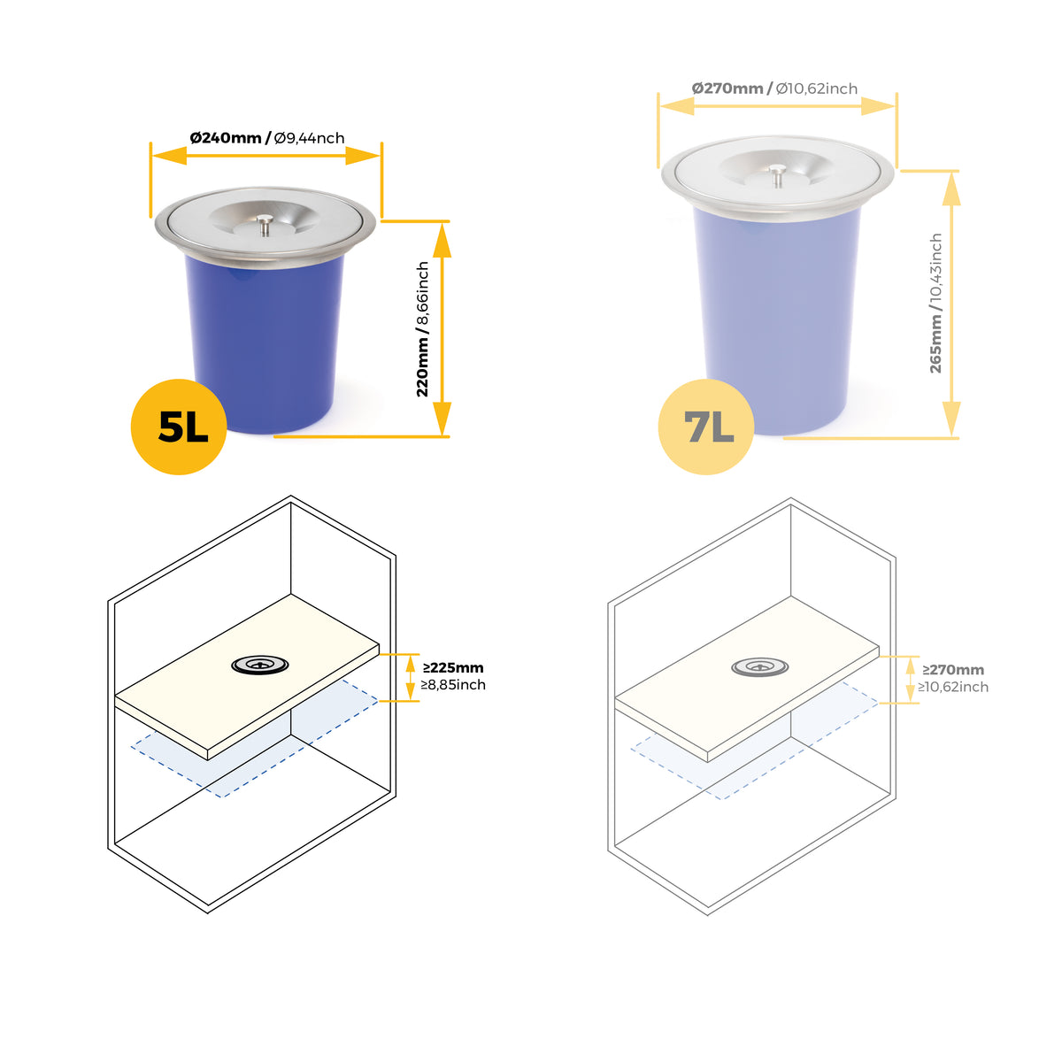 Pattumiera da incasso Recycle per piano cucina