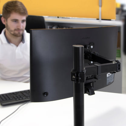 Emuca Supporto per monitor da tavolo inclinabile e girevole a 360°, singolo, acciaio, Verniciato nero
