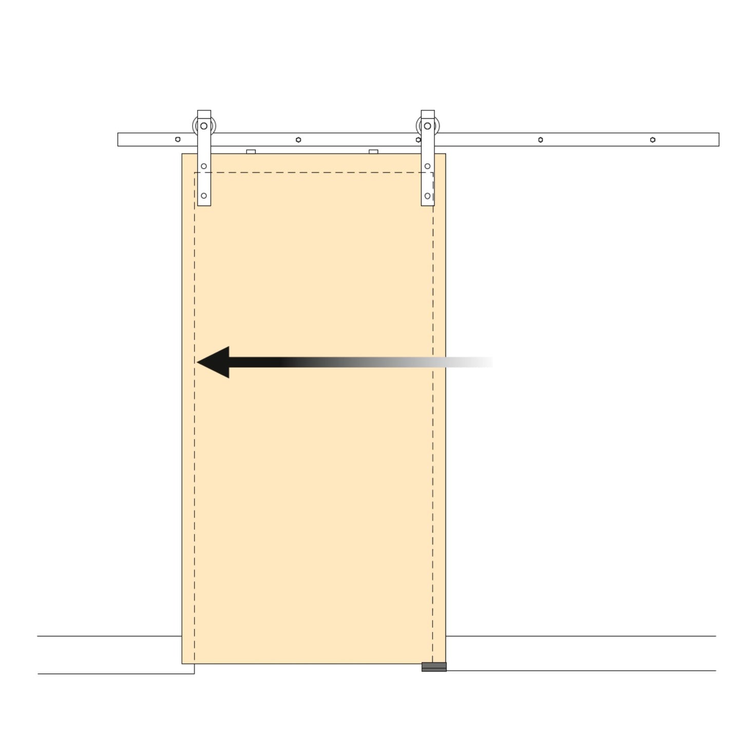Emuca Kit di ferramentaper porta scorrevole appesa in legno Barn, senza chiusura soft, pannelli non inclusi, Acciaio e Tecnoplastica, Verniciato nero
