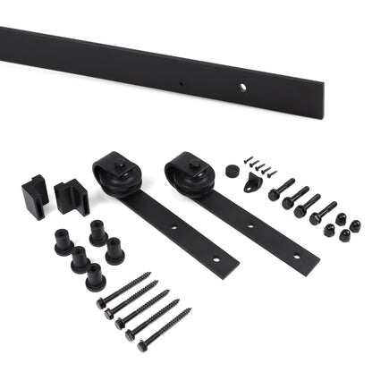 Emuca Kit di ferramentaper porta scorrevole appesa in legno Barn, senza chiusura soft, pannelli non inclusi, Acciaio e Tecnoplastica, Verniciato nero