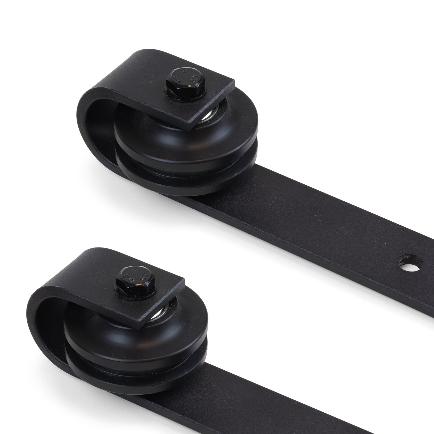 Emuca Kit di ferramentaper porta scorrevole appesa in legno Barn, senza chiusura soft, pannelli non inclusi, Acciaio e Tecnoplastica, Verniciato nero