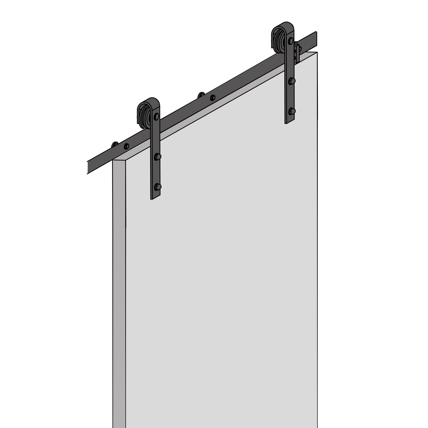 Emuca Kit di ferramentaper porta scorrevole appesa in legno Barn, senza chiusura soft, pannelli non inclusi, Acciaio e Tecnoplastica, Verniciato nero