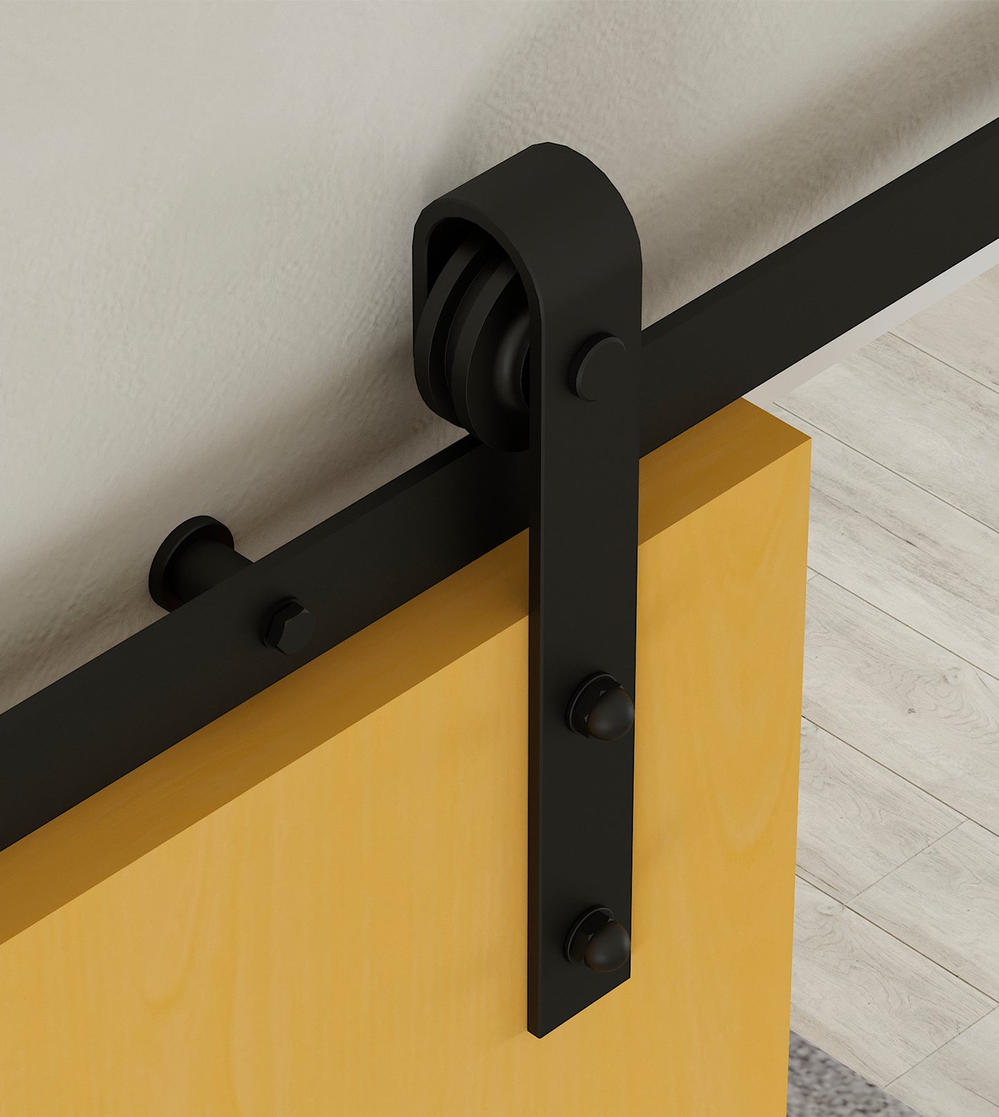 Emuca Kit di ferramentaper porta scorrevole appesa in legno Barn, senza chiusura soft, pannelli non inclusi, Acciaio e Tecnoplastica, Verniciato nero
