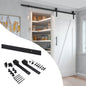 Emuca Kit di ferramentaper porta scorrevole appesa in legno Barn, senza chiusura soft, pannelli non inclusi, Acciaio e Tecnoplastica, Verniciato nero