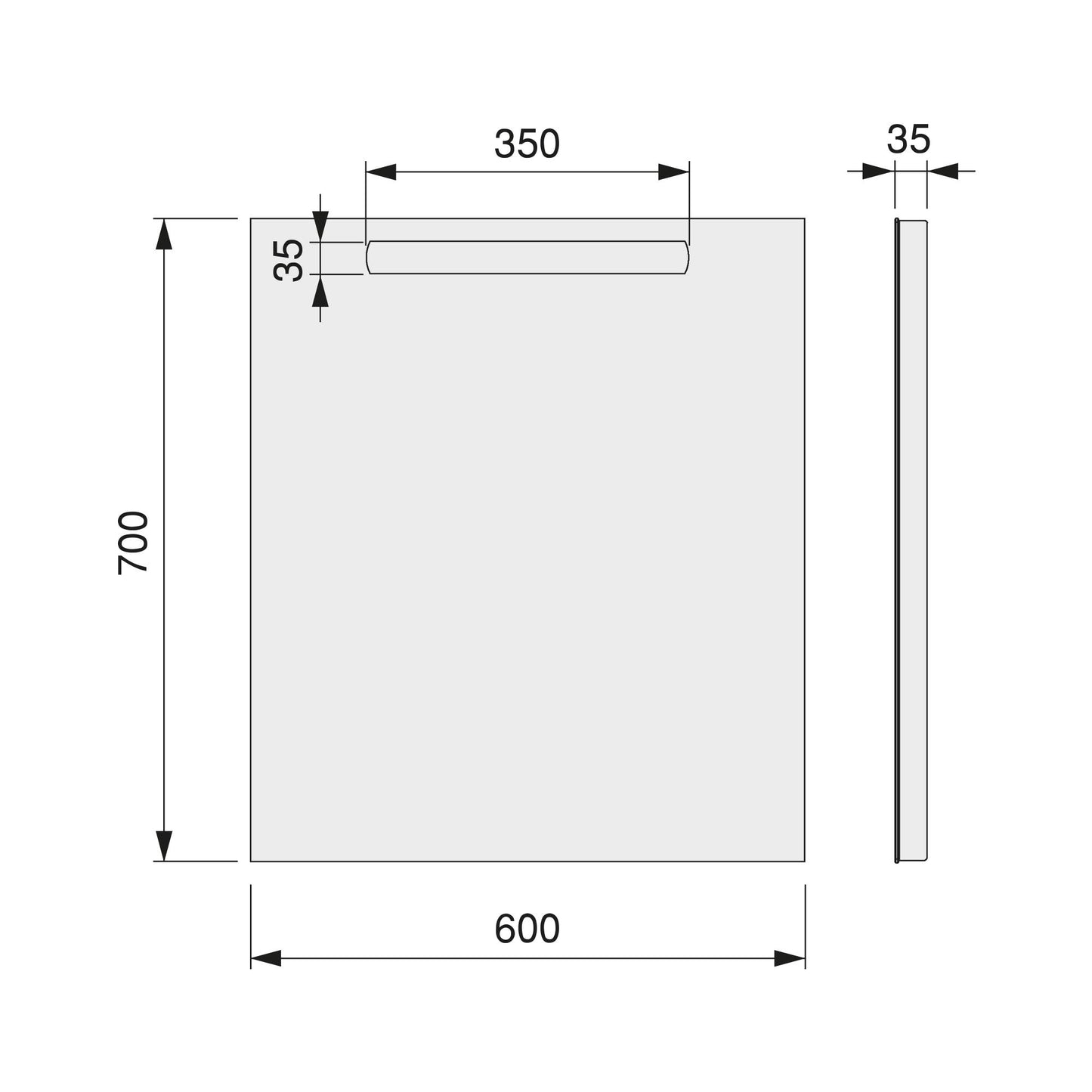 Emuca Specchio da bagno Pegasus con Illuminazione LED frontale, rettangolare 600x700mm, AC 230V 50Hz, 6W, Alluminio e Vetro