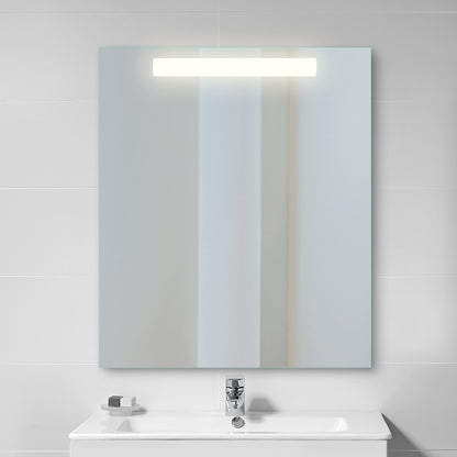 Emuca Specchio da bagno Pegasus con Illuminazione LED frontale, rettangolare 600x700mm, AC 230V 50Hz, 6W, Alluminio e Vetro