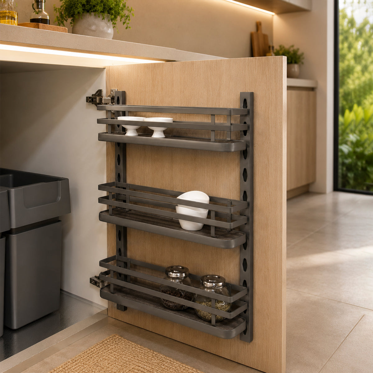 Portaspezie con 3 ripiani Titane per mobili da cucina o muro.