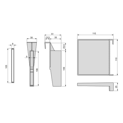 Emuca Set di divisori per interni dei casseti Vertex-Concept, 900, Verniciato bianco, Alluminio e Tecnoplastica.