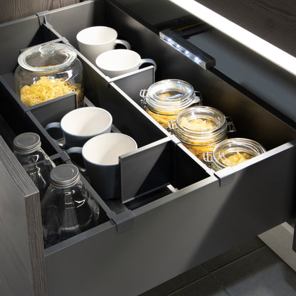 Emuca Kit di accessori divisori per interno cassetti Vertex-Concept, larghezza 900 mm, Alluminio e Tecnoplastica, Grigio antracite