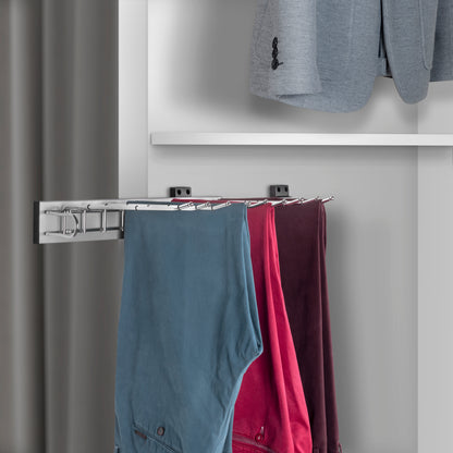 Emuca Portapantaloni con montaggio laterale per armadio Self, mano sinistra, Acciaio, Tecnoplastica e Alluminio, Cromato lucido