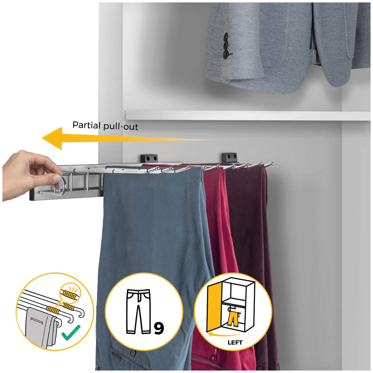 Porta pantaloni Self montaggio laterale per armadio