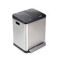 Emuca Recycle Inox, contenitore per la raccolta differenziata da esterno con scomparti, apertura del coperchio con pedali, 2x15lt, Acciaio inossidabile