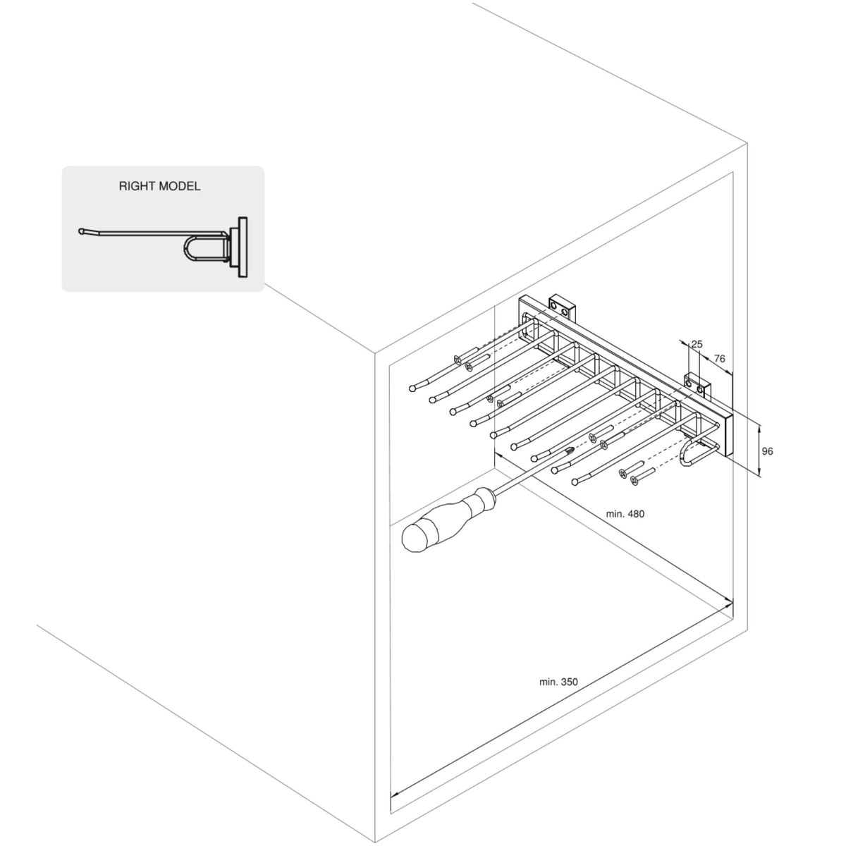 Porta pantaloni Self montaggio laterale per armadio