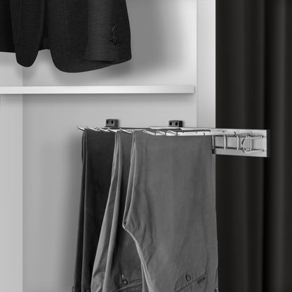 Emuca Portapantaloni con montaggio laterale per armadio Self, mano destra, Acciaio, Tecnoplastica e Alluminio, Cromato lucido
