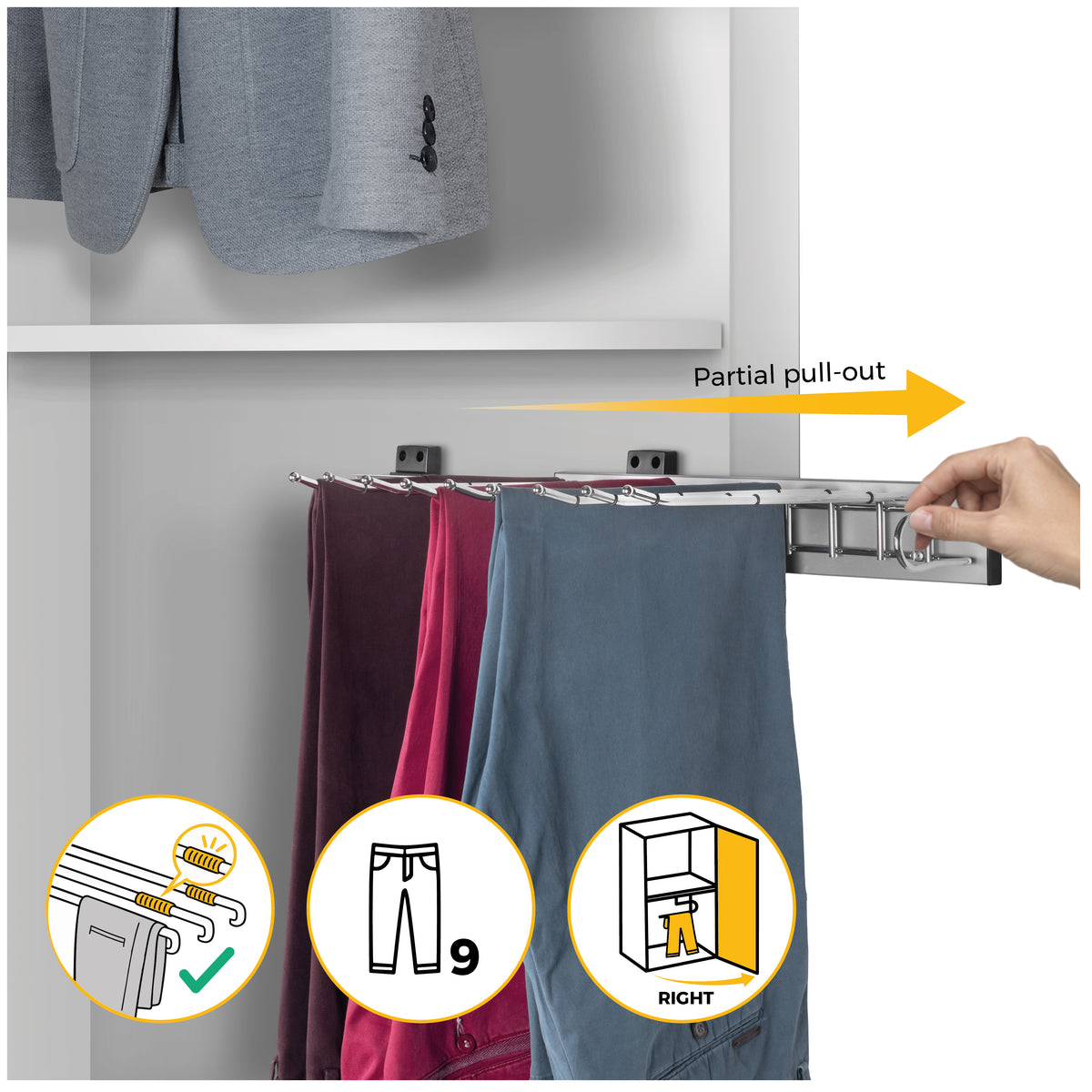 Porta pantaloni Self montaggio laterale per armadio