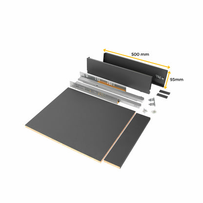 Emuca Kit di cassetti per cucina o bagno Vertex, altezza 93 mm, con pannelli inclusi, modulo 450 mm, Verniciato bianco