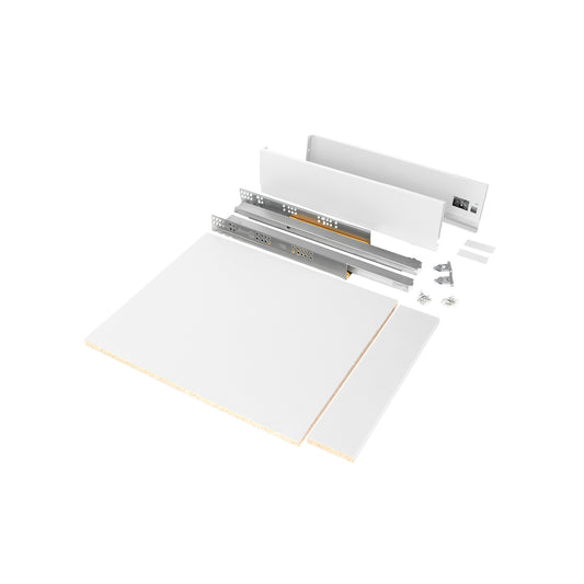 Emuca Kit di cassetti per cucina o bagno Vertex, altezza 93 mm, con pannelli inclusi, modulo 450 mm, Verniciato bianco