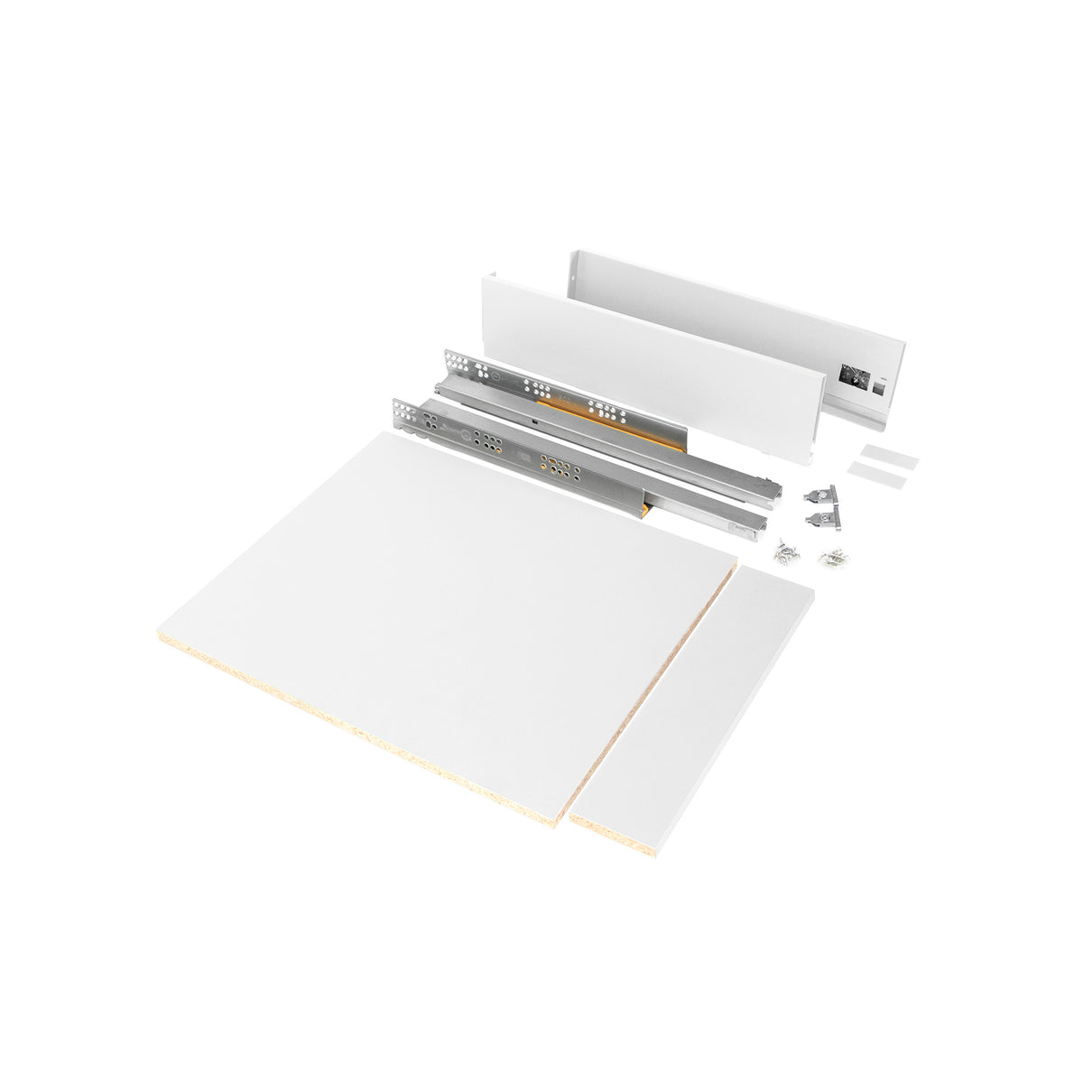 Kit cassetto per cucina o bagno Vertex di altezza 93mm con pannelli inclusi e regolazione 3D