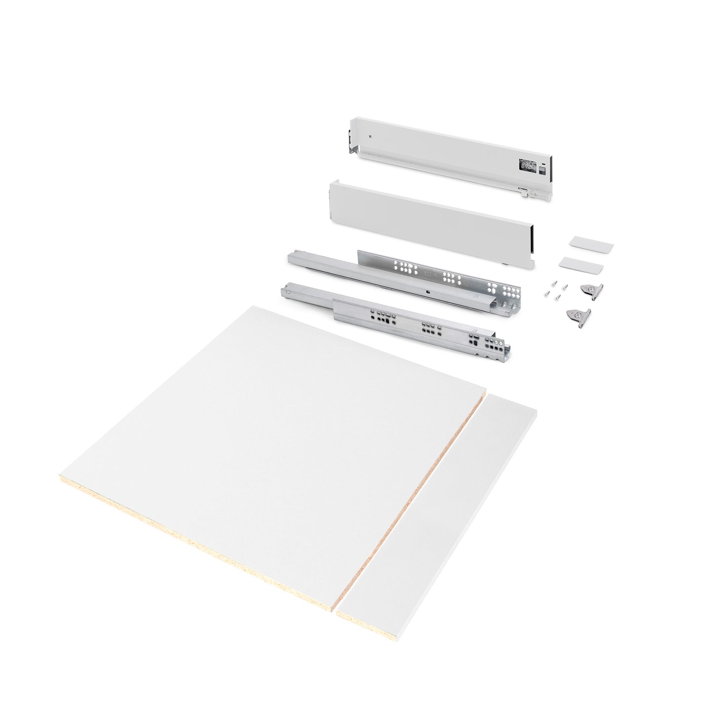 Emuca Kit di cassetti per cucina o bagno Vertex con regolazione 3D, altezza 93 mm, con pannelli inclusi, modulo 600 mm, Verniciato bianco