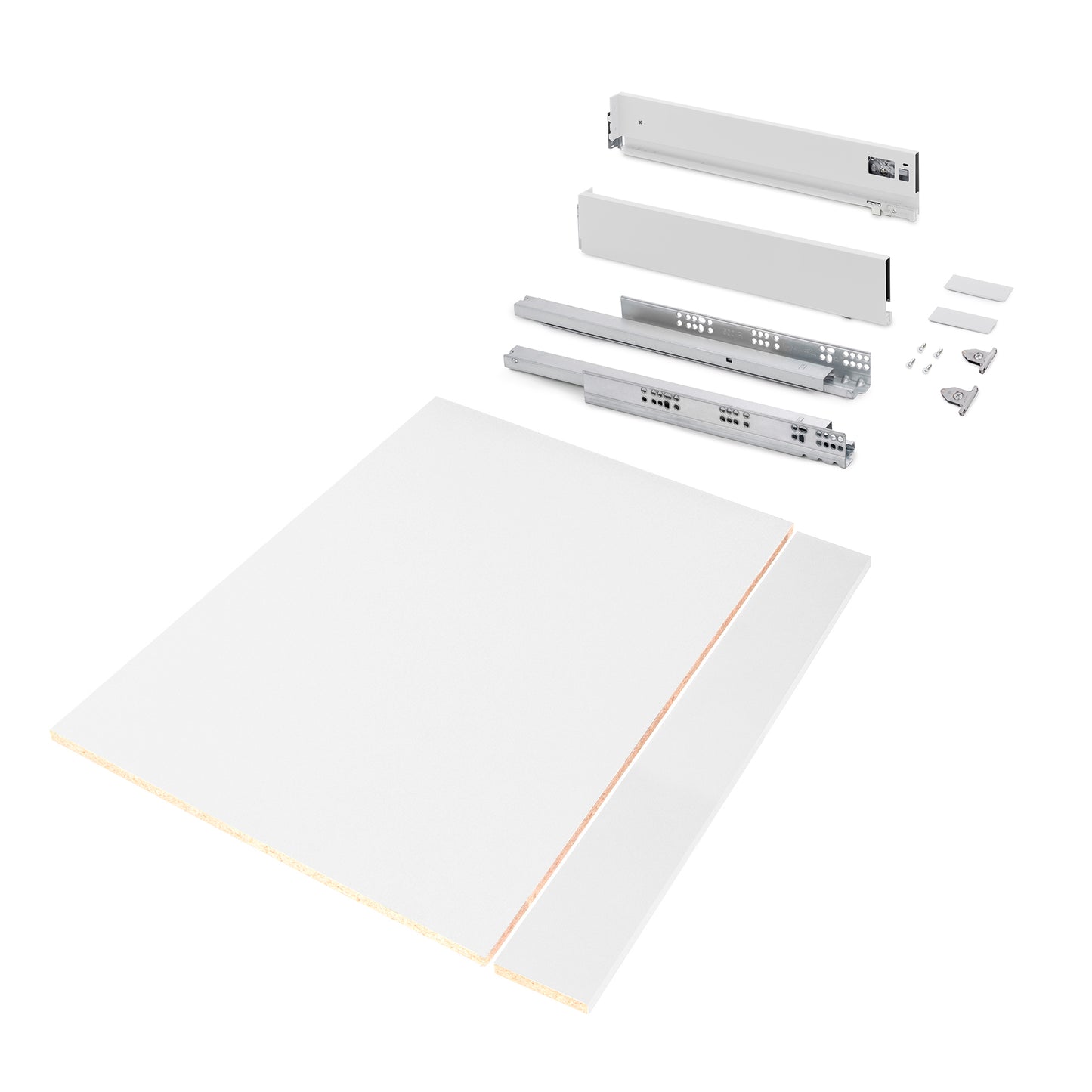 Emuca Kit di cassetti per cucina o bagno Vertex con regolazione 3D, altezza 93 mm, con pannelli inclusi, modulo 900 mm, Verniciato bianco