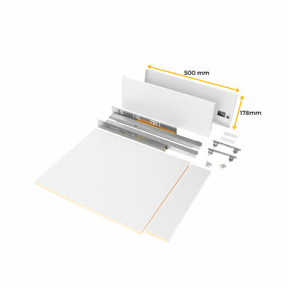 Emuca Kit di cassetti per cucina o bagno Vertex, altezza 178 mm, con pannelli inclusi, modulo 450 mm, Verniciato bianco